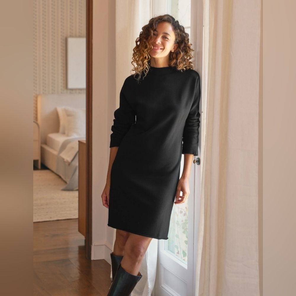 Frank & Eileen Izzie Sweatshirt Party Dress Funnel Neck Black Size Medium $278